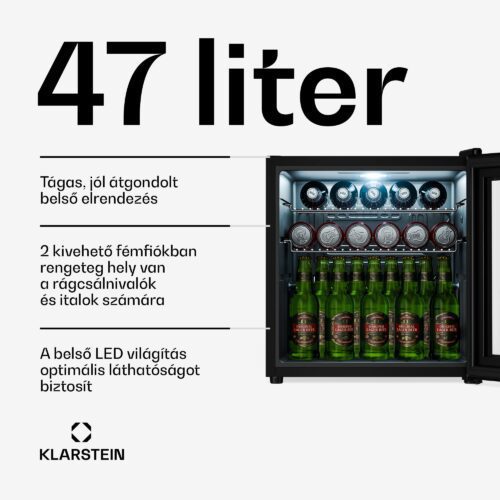 Klarstein Beersafe italhűtő tükrös üvegajtóval | 44 x 48 cm | LED-es belső világítás - Image 2