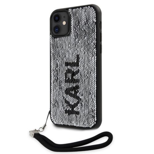 Apple iPhone 11 KARL LAGERFELD KLHCN61PSQRKS Reversible Hátlap - Fekete/Ezüst tok