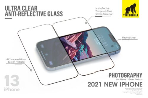 Apple iPhone 13/13 Pro/14 TG Anti-Reflective 2.5D Üvegfólia Portalanító Applikátorhoz - Fekete - Image 2