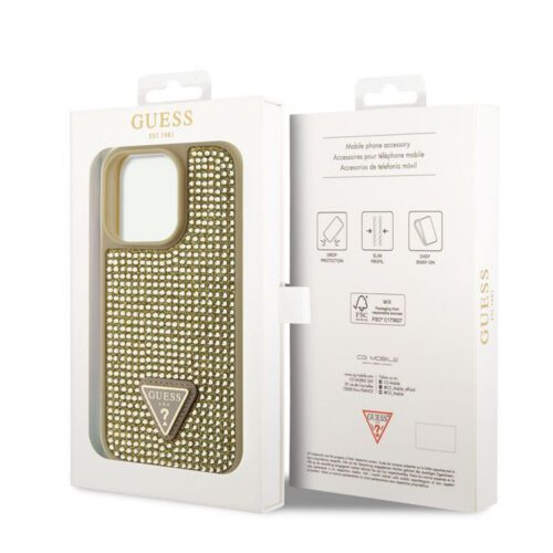 Apple iPhone 15 Pro GUESS GUHCP15LHDGTPD Hátlap - Arany - Image 2