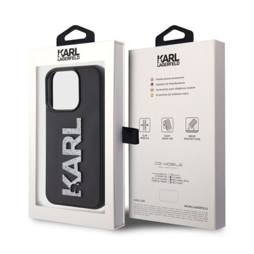 Apple iPhone 15 Pro KARL LAGERFELD KLHCP15L3DMBKCK Glitter Hátlap - Fekete - Image 2