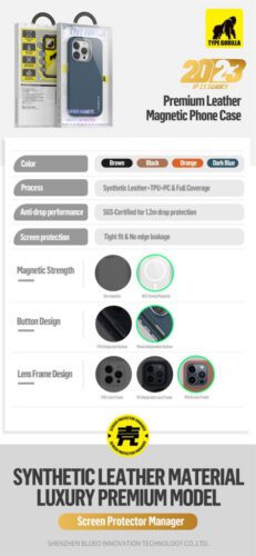 Apple iPhone 15 Pro Max TG Premium Leather Magsafe Hátlap - Kék - Image 2