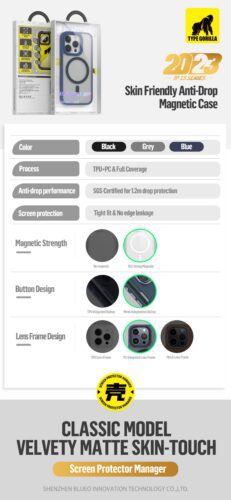 Apple iPhone 15 TG Skin Friendly Drop Magsafe Hátlap - Kék - Image 2