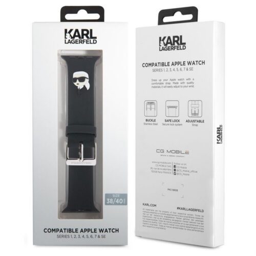 Apple iWatch Karl Lagerfeld KLAWMSLKNK 38/40/41mm óraszíj - Fekete - Image 2