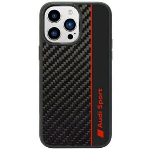 Audi Carbon Fiber Stripe iPhone 14 Pro 6.1" fekete keménytok AUS-TPUPCIP14P-R8/D1-BK