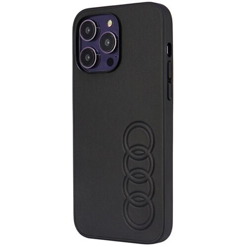 Audi Szintetikus bőr iPhone 14 Pro Max 6.7" fekete keménytok AU-TPUPCIPCIP14PM-TT/D1-BK - Image 2
