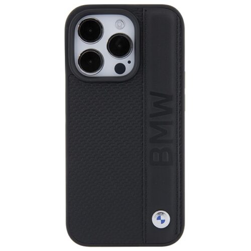 BMW BMHCP15L22RDPK iPhone 15 Pro 6.1" fekete keménytok bőr texturált és csíkos bőr - Image 2