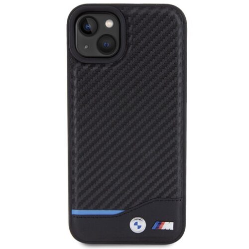 BMW BMHCP15M22NBCK iPhone 15 Plus 6.7" fekete bőr Carbon tok - Image 2