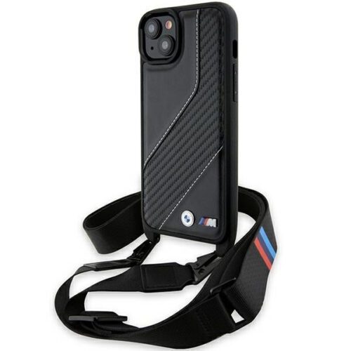 BMW BMHCP15S23PSCCK M Edition Carbon Stripe & Strap keménytok iPhone 15 - fekete