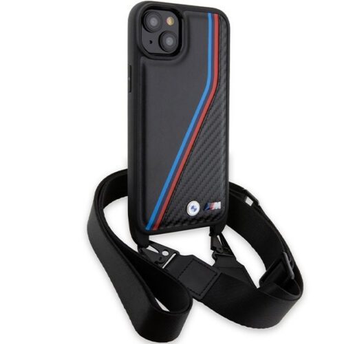 BMW BMHCP15S23PSVTK M Edition Carbon Tricolor Lines & Strap keménytok iPhone 15 - fekete - Image 2
