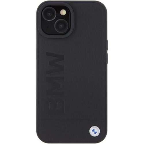 BMW BMHCP15SSLLBK iPhone 15 6.1" fekete bőr Hot Stamp tok - Image 2