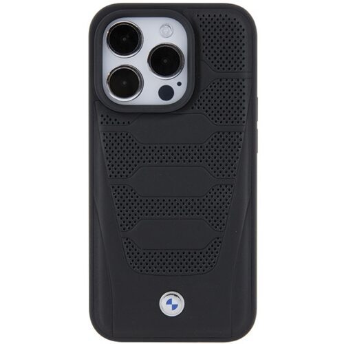 BMW BMHCP15X22RPSK iPhone 15 Pro Max 6.7" fekete bőrülés minta tok - Image 2