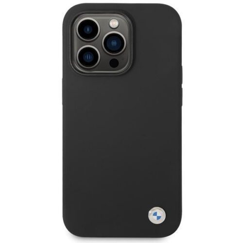 BMW BMHCP15XSILBK iPhone 15 Pro Max 6.7" fekete szilikon fém logó tok - Image 2