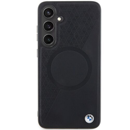 BMW BMHMS24S23RTPK Samsung S24 S921 fekete Signature Leather Half Textured & Circle MagSafe tok - Image 2