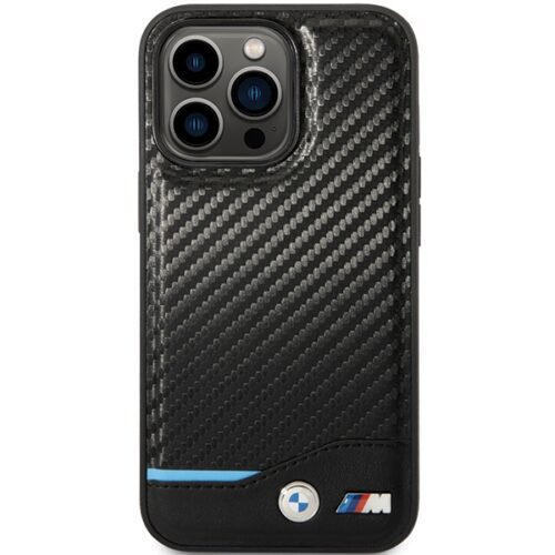 Etui BMW BMHCP13X22NBCK iPhone 13 Pro Max 6.7" fekete bőr keménytok Carbon - Image 2