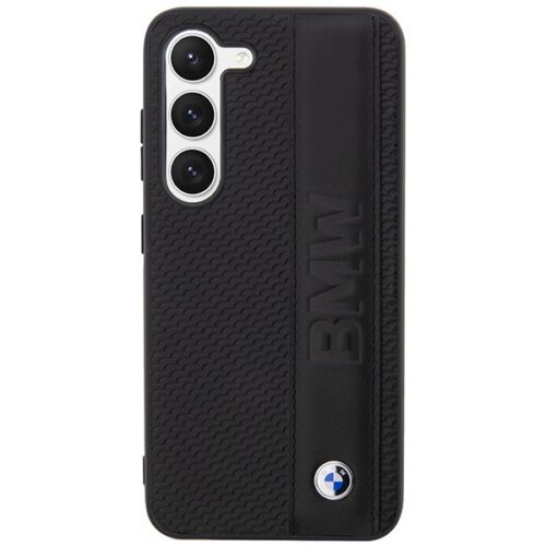 Etui BMW BMHCS23M22RDPK Samsung Galaxy S23+ S916 fekete keménytok bőr texturált és csíkos bőrrel - Image 2