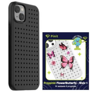 Etui Pinit Dinamikus + Virág / Pillangó Pin iPhone 14 Plus 6.7" fekete minta 1 tok