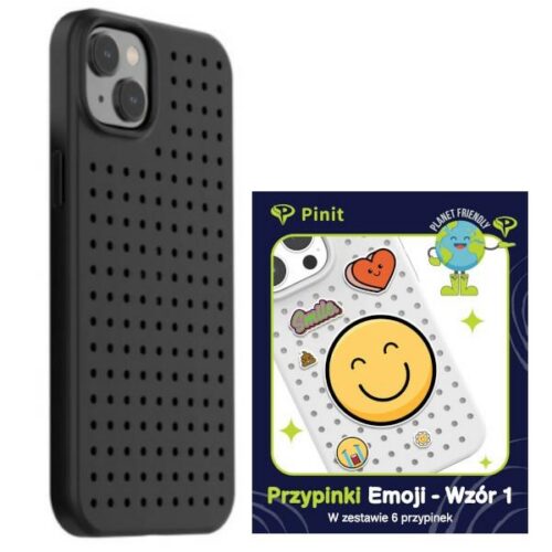 Etui Pinit Dynamic + Emoji Pin iPhone 14 Plus 6.7" fekete minta 1 tok