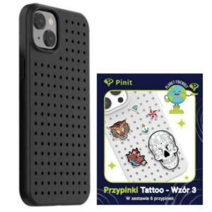 Etui Pinit Dynamic + Tattoo Pin iPhone 14 Plus 6.7" fekete minta 3 tok