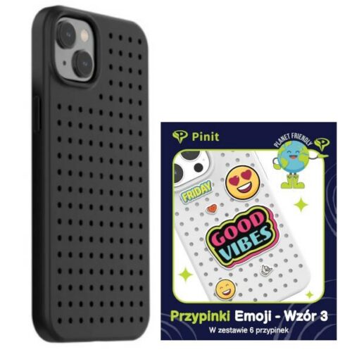 Etui Pinit dinamikus + Emoji Pin iPhone 14 6.1" fekete minta 3 tok