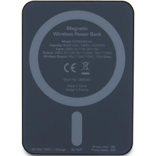Ferrari Powerbank FEPB5MNCAK 15W 5000mAh fekete fém logó MagSafe - Image 2