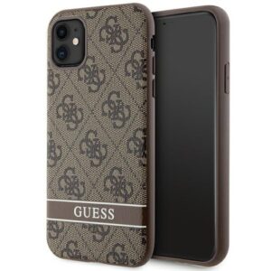 Guess GUHCN61P4SNW iPhone 11 barna keménytok 4G Stripe