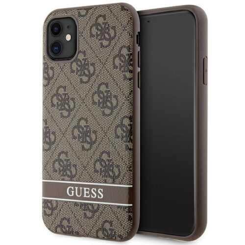 Guess GUHCN61P4SNW iPhone 11 barna keménytok 4G Stripe