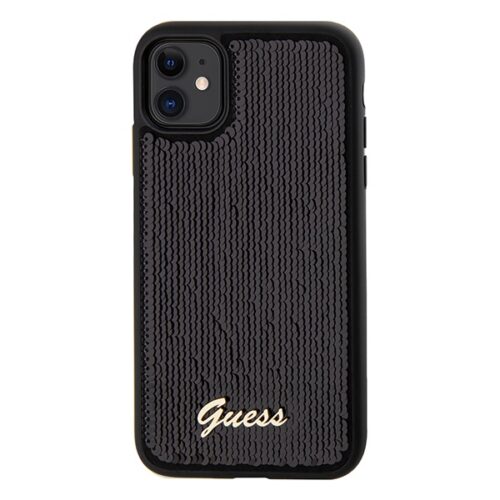 Guess GUHCN61PSFDGSK iPhone 11 6.1" fekete keménytok Sequin Script Metal - Image 2