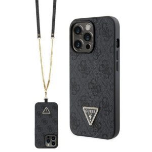 Guess GUHCP13LP4TDSCPK iPhone 13 Pro / 13 6.1" fekete keménytok Crossbody 4G fém logó