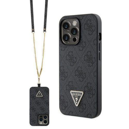 Guess GUHCP13LP4TDSCPK iPhone 13 Pro / 13 6.1" fekete keménytok Crossbody 4G fém logó