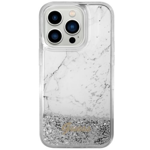 Guess GUHCP14LLCSGSGSGH iPhone 14 Pro 6.1" fehér keménytok folyékony csillogó márvány - Image 2