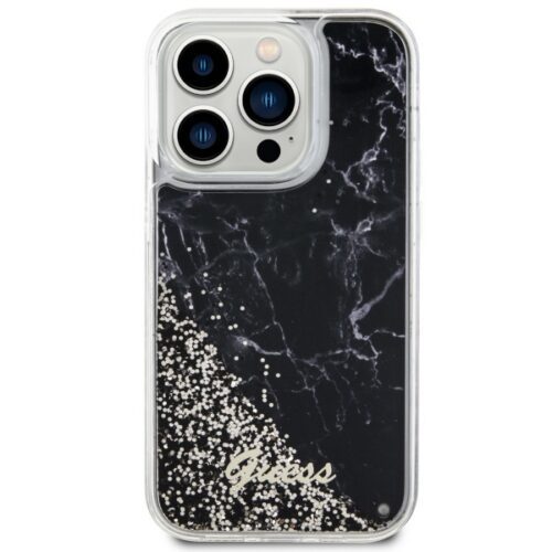 Guess GUHCP14LLCSGSGSGK iPhone 14 Pro 6.1" fekete/arany keménytok folyékony Glitter Marble - Image 2