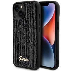 Guess GUHCP14SPSFDGSK iPhone 14 6.1" fekete keménytok Sequin Script Metal