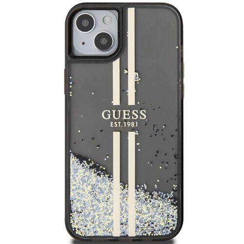 Guess GUHCP15MLFCSEGK iPhone 15 Plus 6.7" fekete keménytokLiquid Glitter Gold Stripes - Image 2