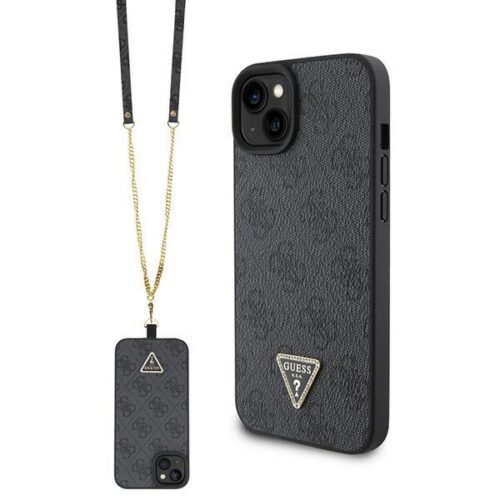 Guess GUHCP15MP4TDSCPK iPhone 15 Plus 6.7" fekete keménytok Crossbody fém logóval