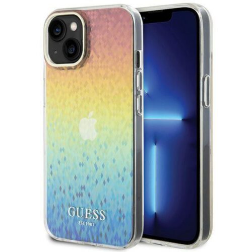 Guess GUHCP15SHDECMI iPhone 15 6.1" sokszínű keménytok IML Faceted Mirror Disco Iridescent