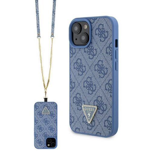 Guess GUHCP15SP4TDSCPB iPhone 15 6.1" kék keménytok Crossbody 4G fém logo