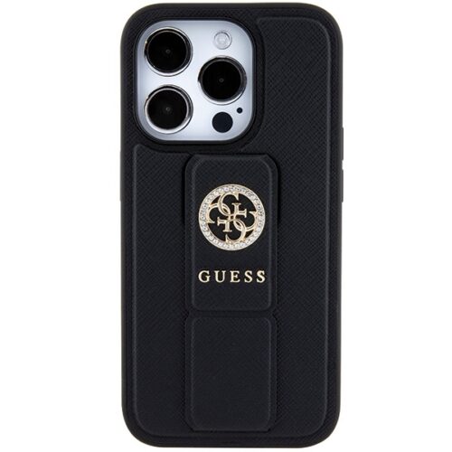 Guess GUHCP15XPGSSADK iPhone 15 Pro Max 6.7" fekete keménytok Grip Stand 4G Saffiano Strass - Image 2