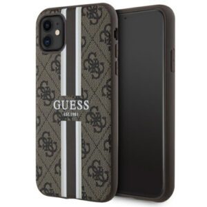 Guess GUHMN61P4RPSW iPhone 11 barna keménytok 4G nyomtatott csíkokkal MagSafe