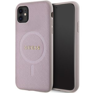 Guess GUHMN61PSAHMCP iPhone 11 6.1" rózsaszín keménytok Saffiano MagSafe Saffiano