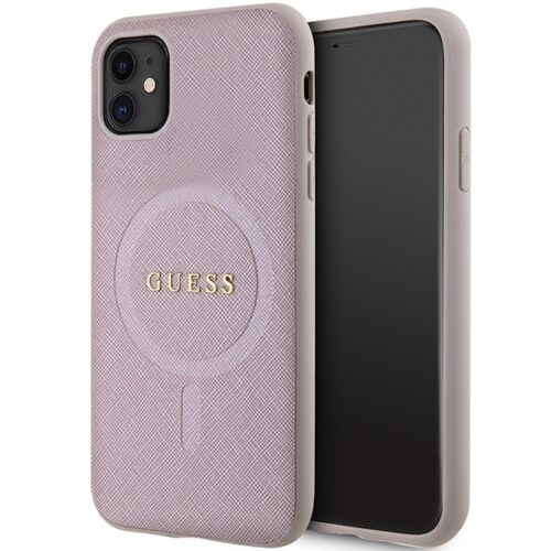 Guess GUHMN61PSAHMCP iPhone 11 6.1" rózsaszín keménytok Saffiano MagSafe Saffiano