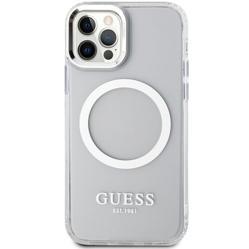 Guess GUHMP12MHTRMS iPhone 12/12 Pro 6.1" ezüst keménytok fém kontúr Magsafe - Image 2