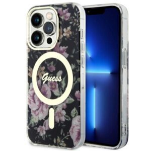 Guess GUHMP14LHCFWSK iPhone 14 Pro 6.1" fekete keménytok Flower MagSafe virág
