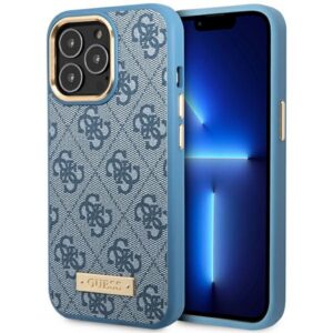 Guess GUHMP14LU4GPRB iPhone 14 Pro 6.1" kék keménytok 4G Logo Plate MagSafe