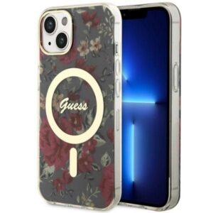 Guess GUHMP14MHCFWSA iPhone 14 Plus 6.7" khaki színű keménytok Flower MagSafe