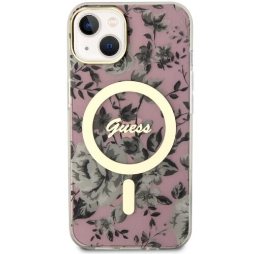 Guess GUHMP14MHCFWWSP iPhone 14 Plus / 6.7" rózsaszín keménytok Flower MagSafe - Image 2