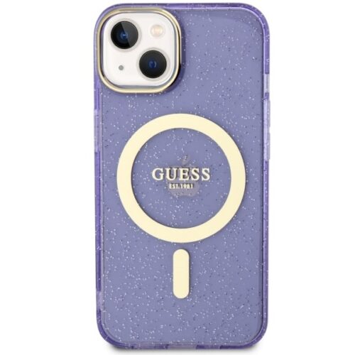 Guess GUHMP14MHCMCGU iPhone 14 Plus 6.7" lila keménytok Glitter Gold MagSafe - Image 2