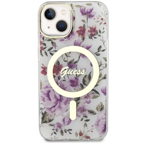 Guess GUHMP14SHCFWST iPhone 14 6.1" átlátszó keménytok Virág MagSafe - Image 2