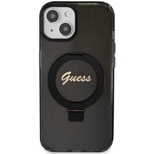 Guess GUHMP14SHRSGSK iPhone 14 6.1" fekete kemény tok Ring Stand Script Glitter MagSafe - Image 2