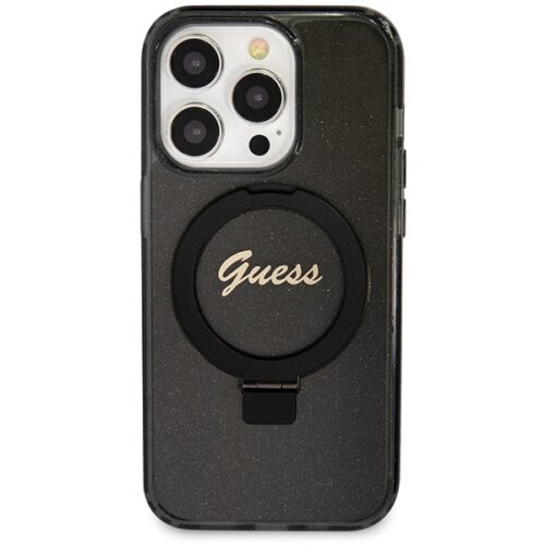 Guess GUHMP14XHRSGSK iPhone 14 Pro Max 6.7" fekete kemény tok Ring Stand Script Glitter MagSafe - Image 2